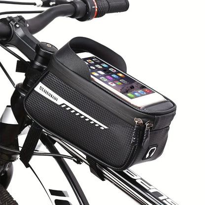 Waterproof Bike Front Frame Bag with Touch Screen Sun Visor Cycling Storage and Phone Holder for Bicycles