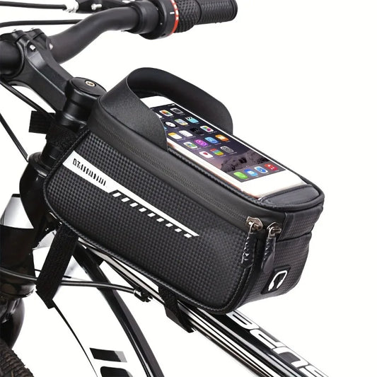 Waterproof Bike Front Frame Bag with Touch Screen Sun Visor Cycling Storage and Phone Holder for Bicycles