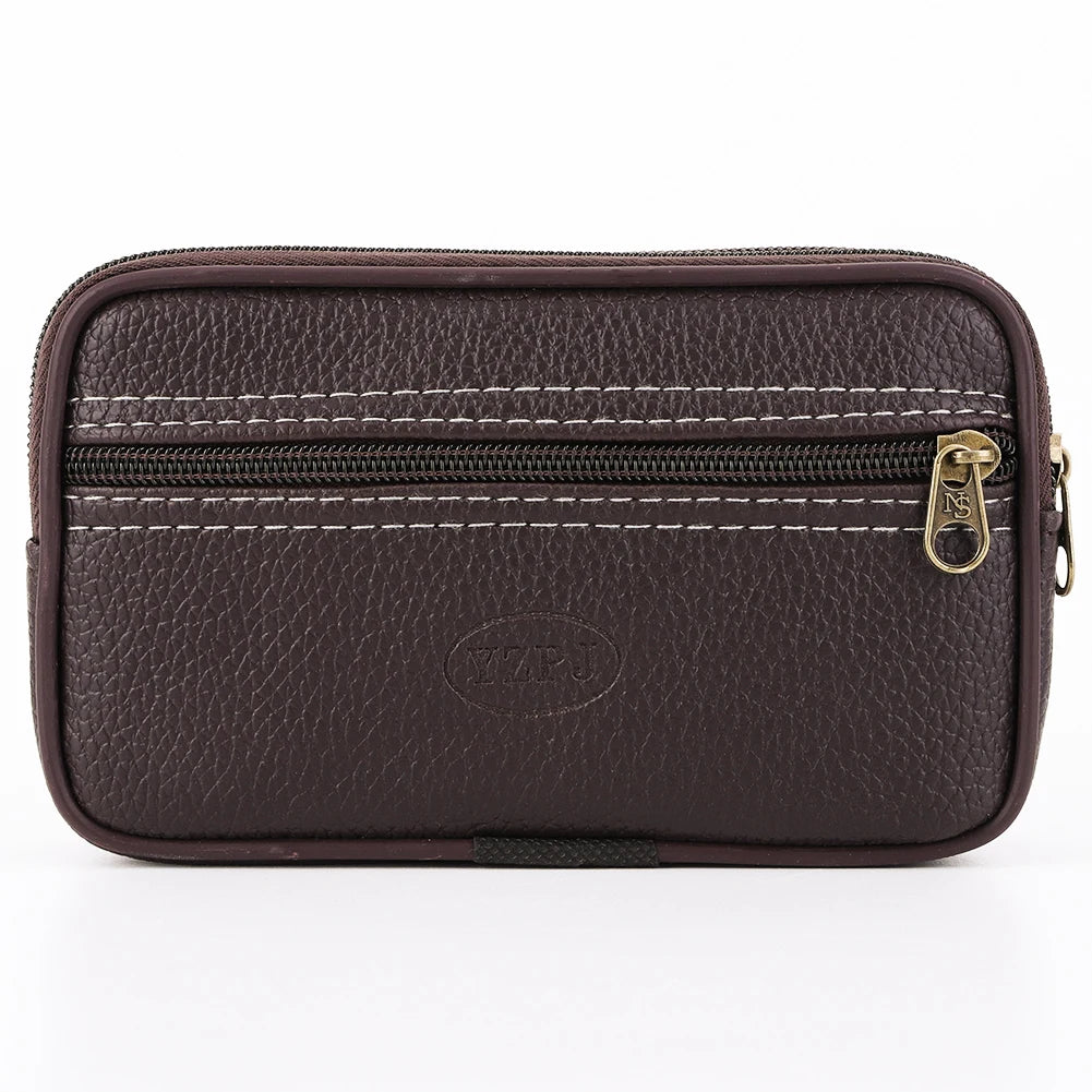 Male Pure Color Mobile Phone Holder Zipper Outdoor Jogging Sports Running Bag Double Layers Card Holder Soft Waist Packs