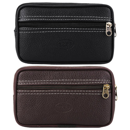 Male Pure Color Mobile Phone Holder Zipper Outdoor Jogging Sports Running Bag Double Layers Card Holder Soft Waist Packs