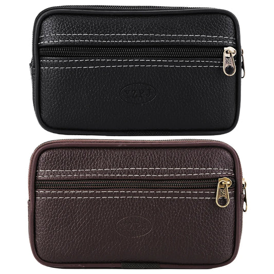 Male Pure Color Mobile Phone Holder Zipper Outdoor Jogging Sports Running Bag Double Layers Card Holder Soft Waist Packs