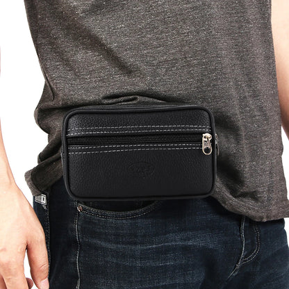 Male Pure Color Mobile Phone Holder Zipper Outdoor Jogging Sports Running Bag Double Layers Card Holder Soft Waist Packs