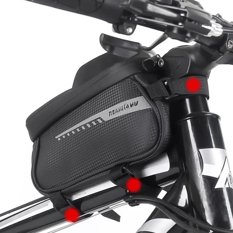 Waterproof Bike Front Frame Bag with Touch Screen Sun Visor Cycling Storage and Phone Holder for Bicycles