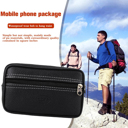 Male Pure Color Mobile Phone Holder Zipper Outdoor Jogging Sports Running Bag Double Layers Card Holder Soft Waist Packs