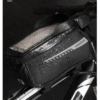 Waterproof Bike Front Frame Bag with Touch Screen Sun Visor Cycling Storage and Phone Holder for Bicycles