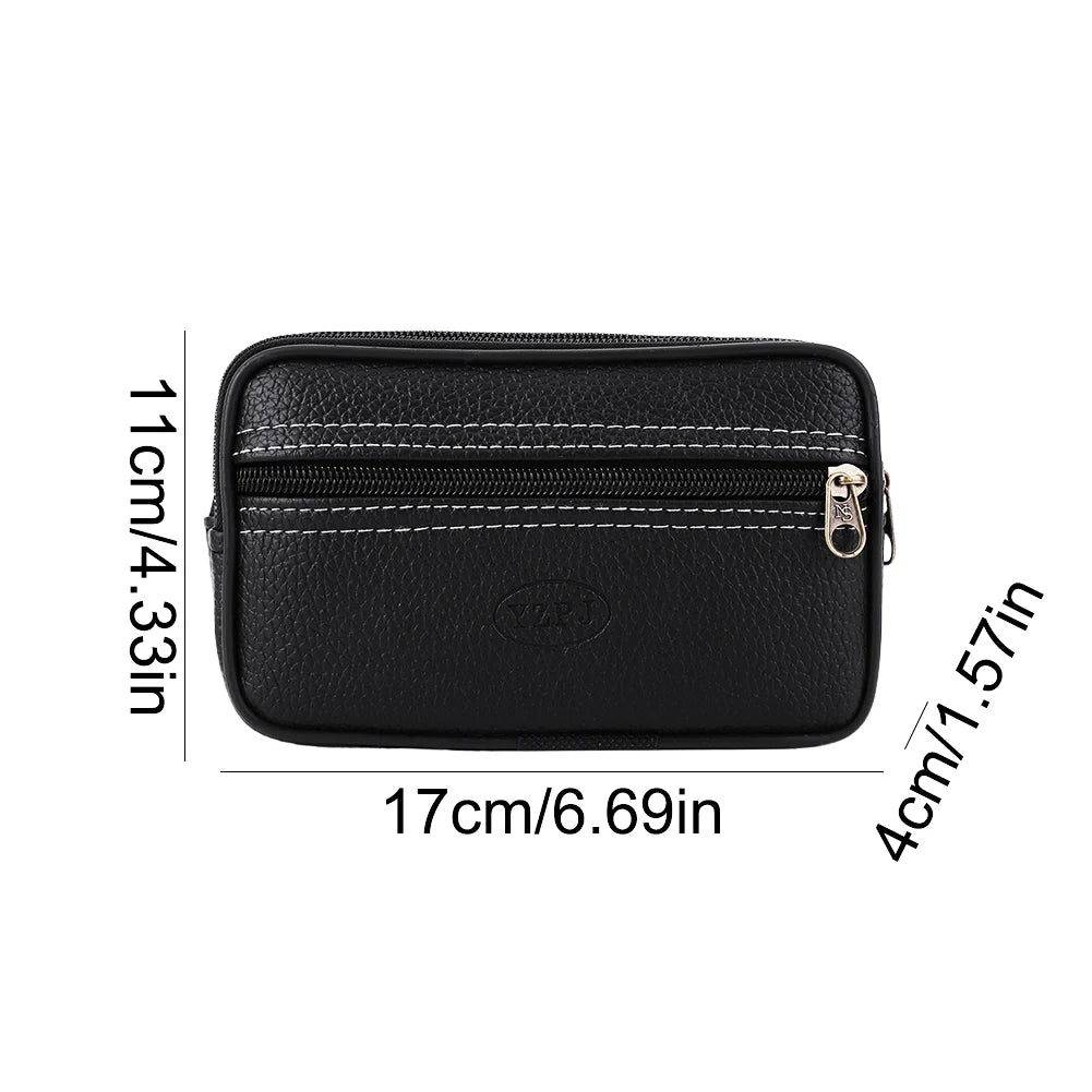 Male Pure Color Mobile Phone Holder Zipper Outdoor Jogging Sports Running Bag Double Layers Card Holder Soft Waist Packs