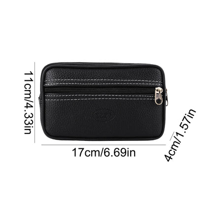 Male Pure Color Mobile Phone Holder Zipper Outdoor Jogging Sports Running Bag Double Layers Card Holder Soft Waist Packs